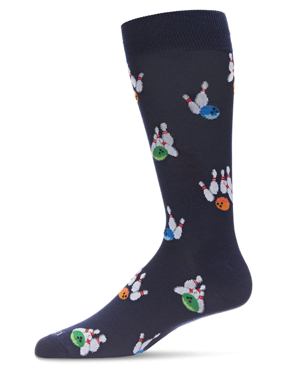Men's Let's Go Bowling Bamboo Blend Novelty Crew Sock sold by MeMoi