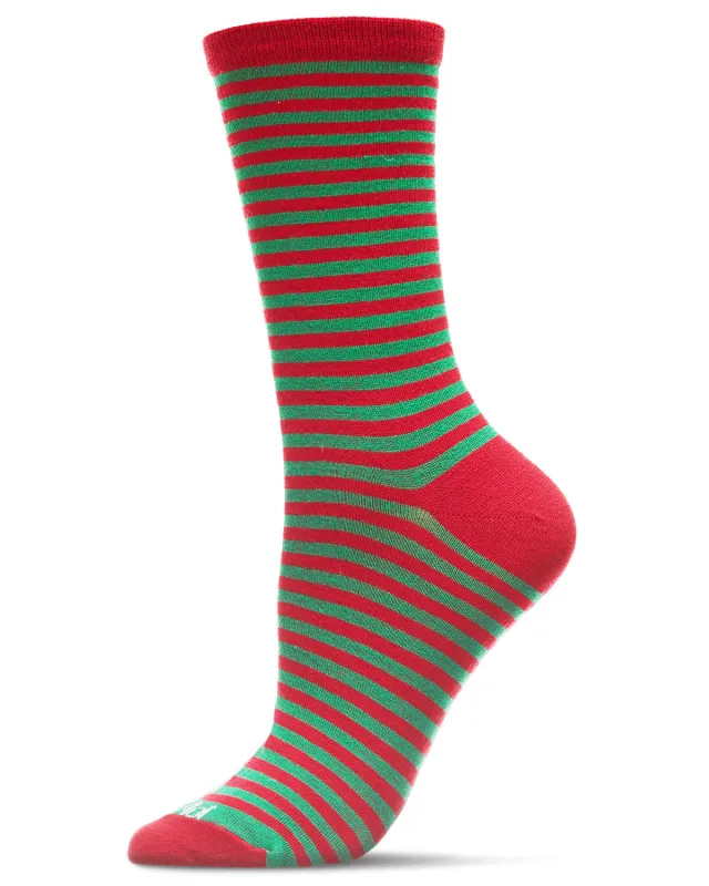 Colorful Stripes Bamboo Blend Crew Socks sold by MeMoi