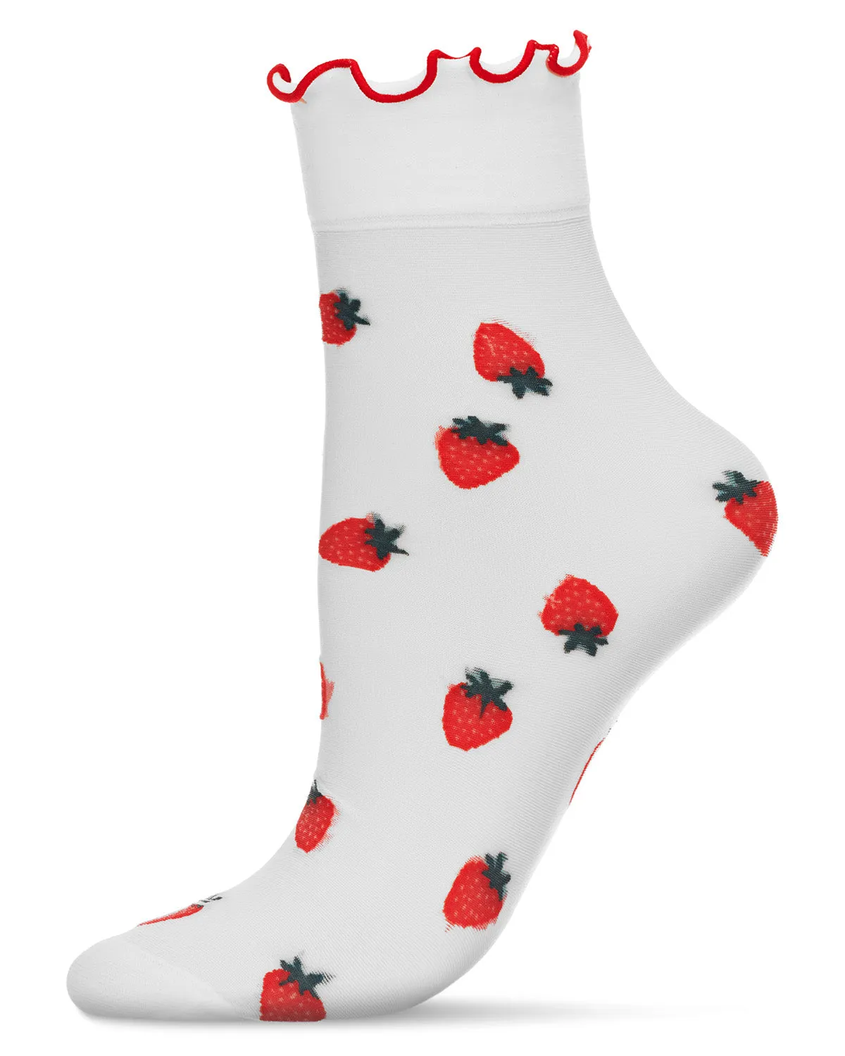 Women's Strawberry Dreams Ruffle Cuff Anklet Sock sold by MeMoi