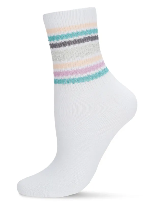 Women's Metallic Multicolor Stripe Cotton Blend Anklet Socks made by MeMoi