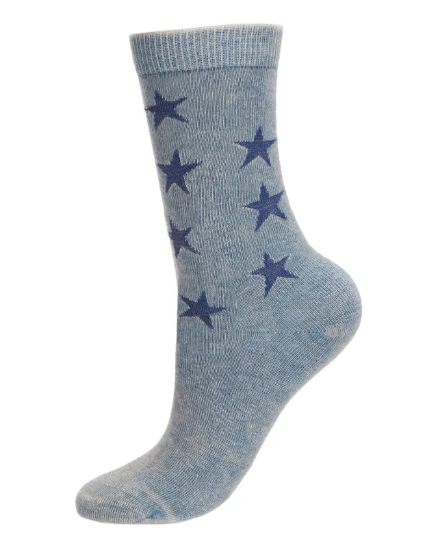 Women's Acid Wash Star Cotton Blend Crew Socks sold by MeMoi