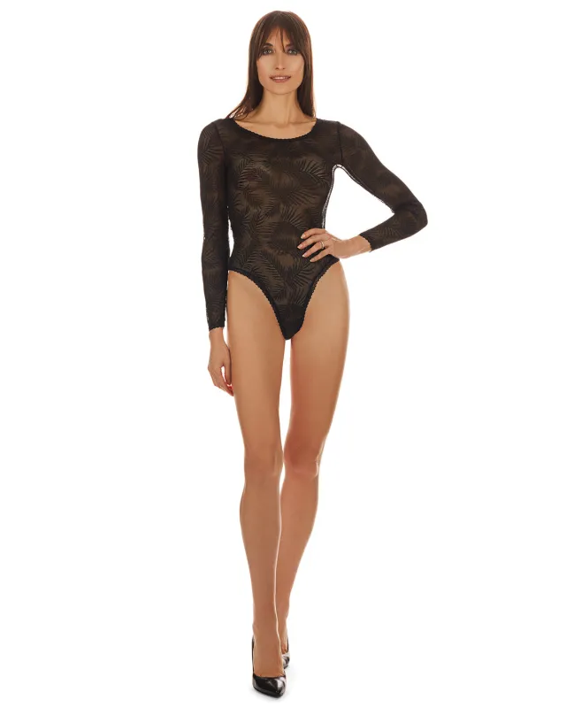 Women's Madeleine Long Sleeve Stretch Lace Bodysuit sold by MeMoi