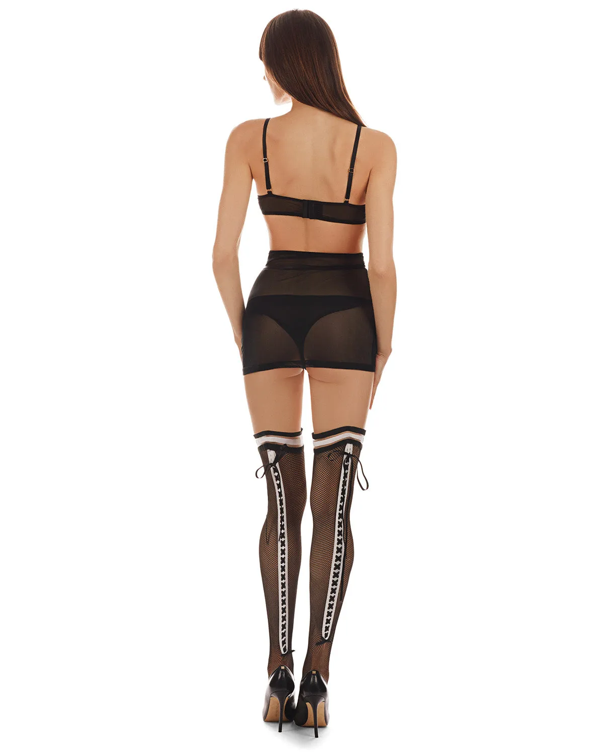 Women's 3 Piece Set Bianca Lusty Lace Bra, Thong, and Garter sold by MeMoi product image thumbnail 2