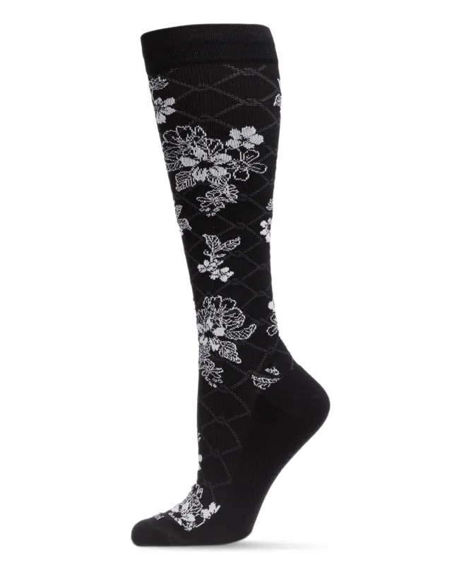 Women's Floral Link Nylon 15-20mmHg Graduated Compression Socks sold by MeMoi