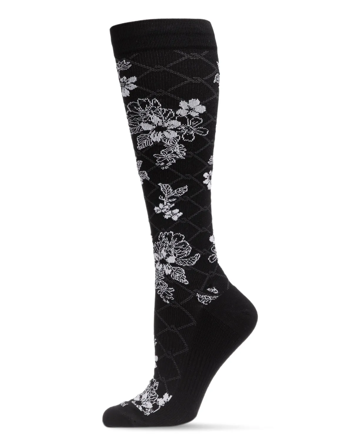 Women's Floral Link Nylon 15-20mmHg Graduated Compression Socks sold by MeMoi