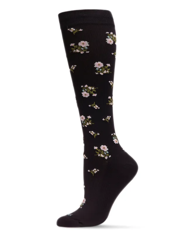 Women's Ditsy Floral Nylon 15-20mmHg Graduated Compression Socks made by MeMoi