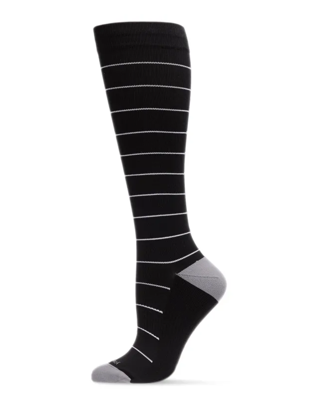 Unisex Thin Striped Antimicrobial Nylon 15-20mmHg Graduated Compression Socks sold by MeMoi