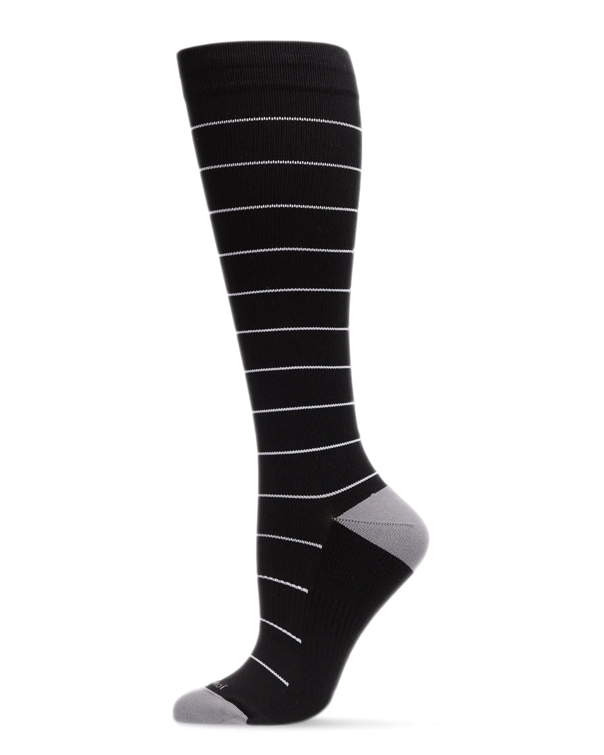 Unisex Thin Striped Antimicrobial Nylon 15-20mmHg Graduated Compression Socks sold by MeMoi