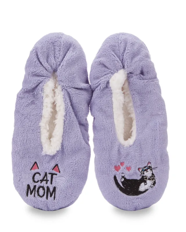 Women's Cat Mom Sherpa Lined Slippers sold by MeMoi