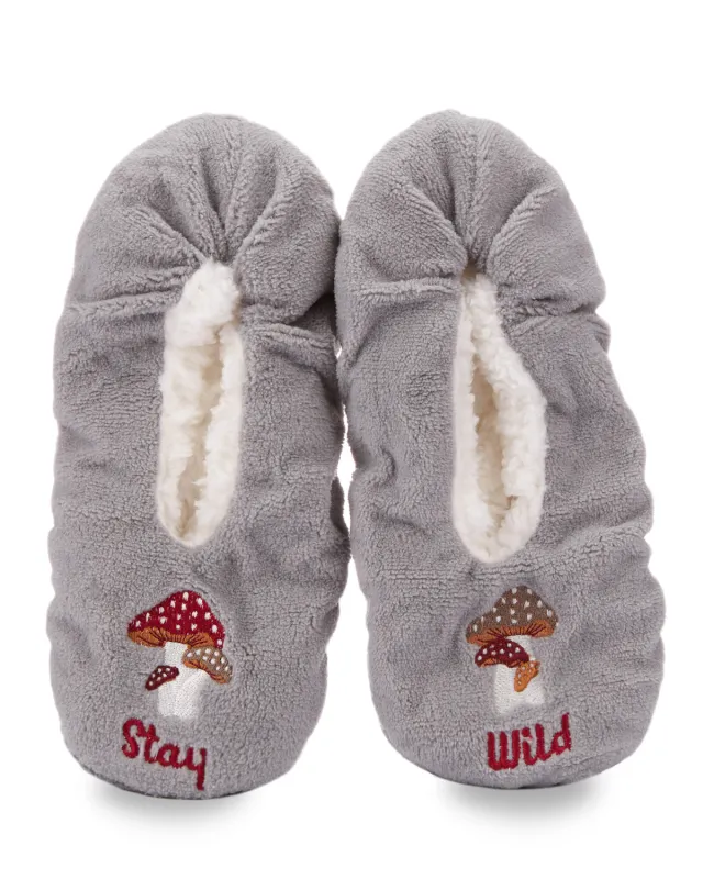Women's Stay Wild Mushrooms Sherpa Lined Slippers made by MeMoi