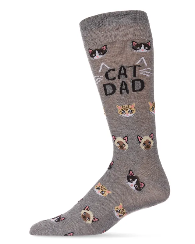 Men's "Cat Dad" Rayon from Bamboo Blend Novelty Crew Sock sold by MeMoi