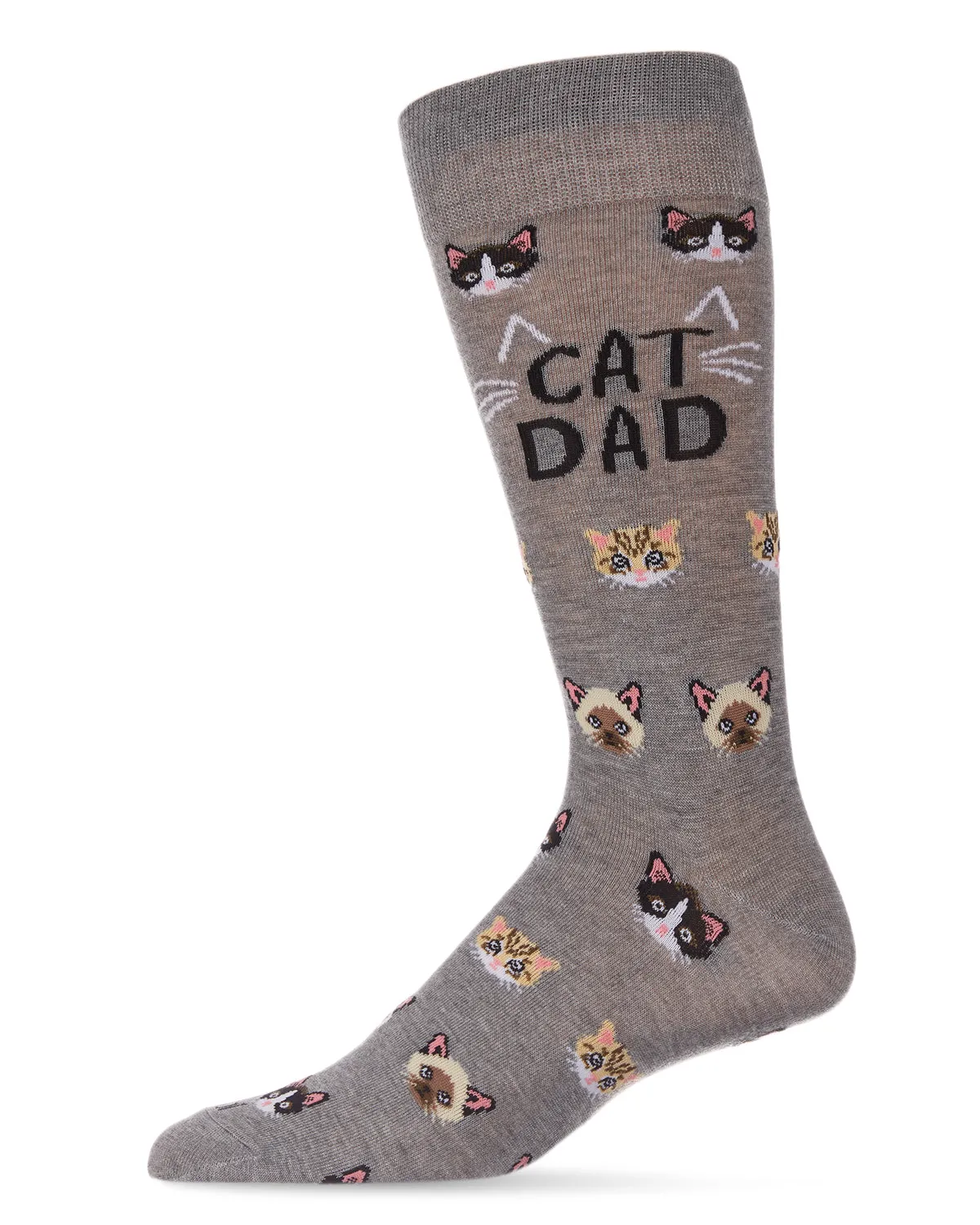 Men's "Cat Dad" Rayon from Bamboo Blend Novelty Crew Sock sold by MeMoi