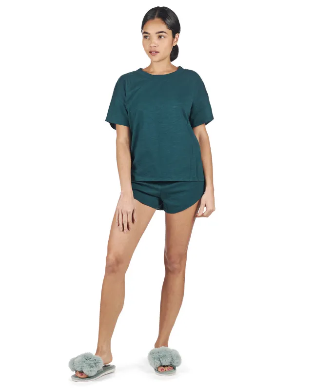 Women's Relaxed Fit 100% Cotton Slub Knit Short Set sold by MeMoi