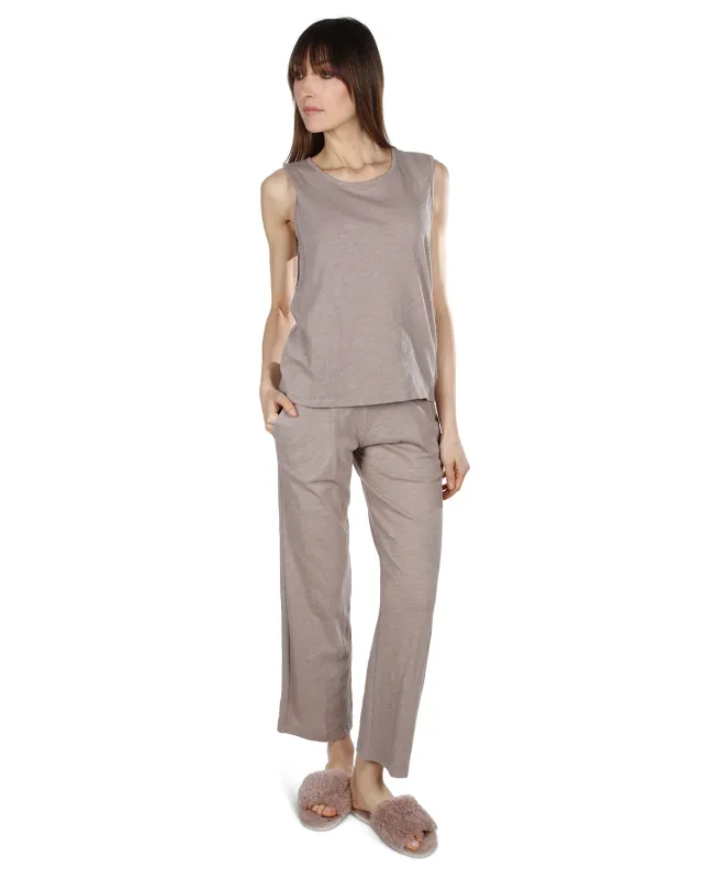 Women's Relaxed Fit 100% Cotton Slub Knit Pants and T-Shirt Set sold by MeMoi