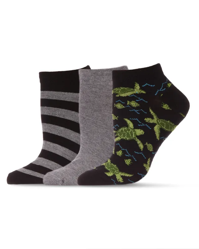 Women's 3 Pair Pack Turtles Bamboo Blend Low-Cut Socks sold by MeMoi