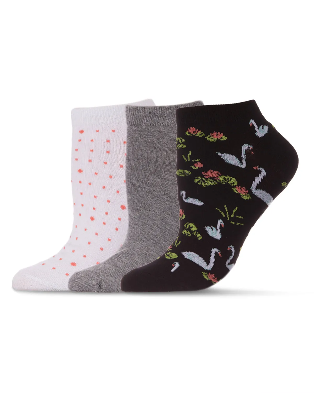 Women's 3 Pair Pack Swan Bamboo Blend Low-Cut Socks sold by MeMoi