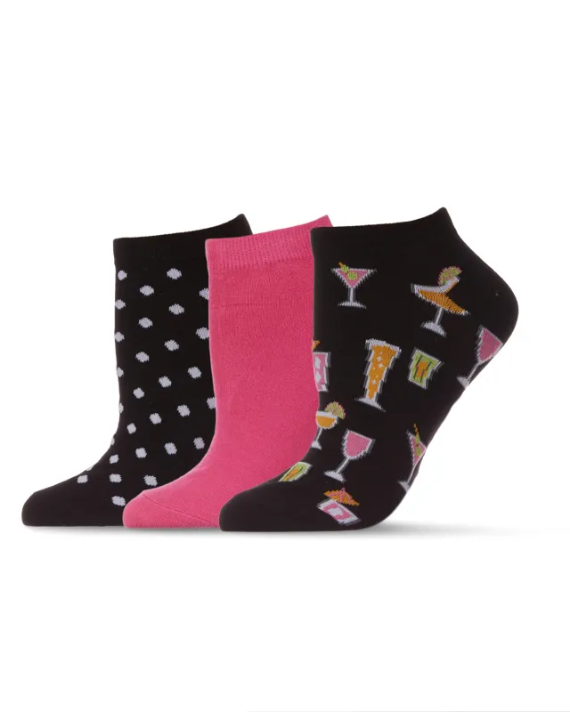 Women's 3 Pair Pack Cocktails Bamboo Blend Low-Cut Socks sold by MeMoi