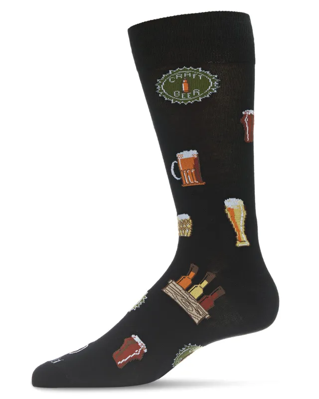 Men's Cheers to Craft Beer Bamboo Blend Novelty Crew Sock sold by MeMoi