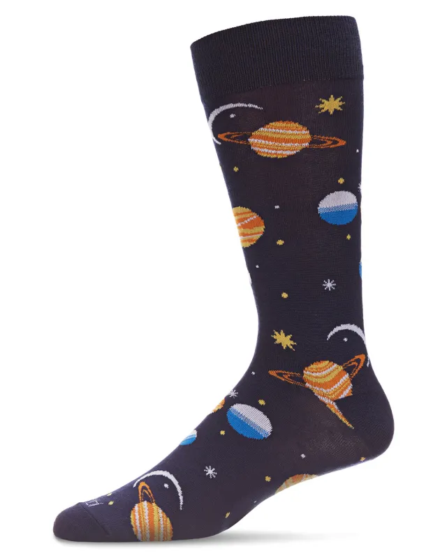 Men's Stellar Outerspace Bamboo Blend Novelty Crew Sock sold by MeMoi