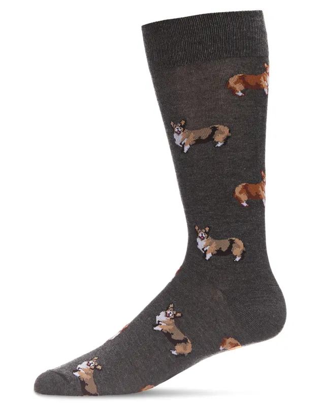 Men's Corgi Dog Crazy Bamboo Blend Novelty Crew Sock sold by MeMoi