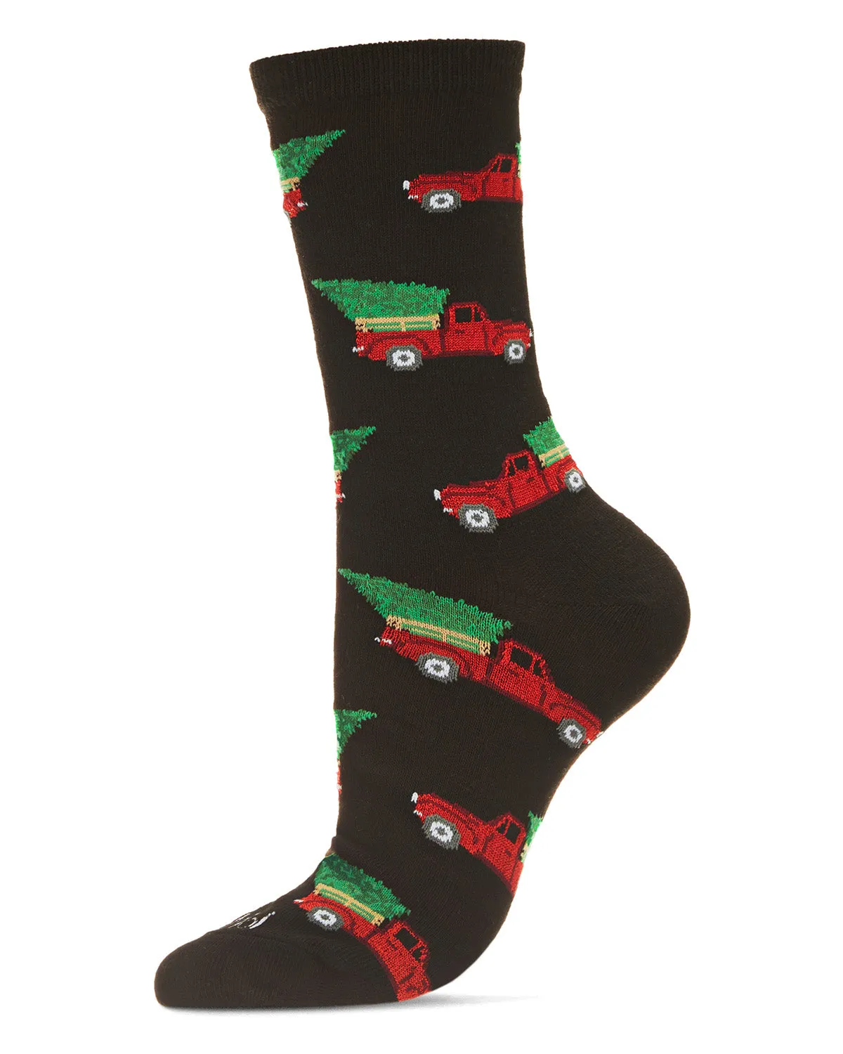 Women's Christmas Tree Truck Holiday Crew Socks sold by MeMoi