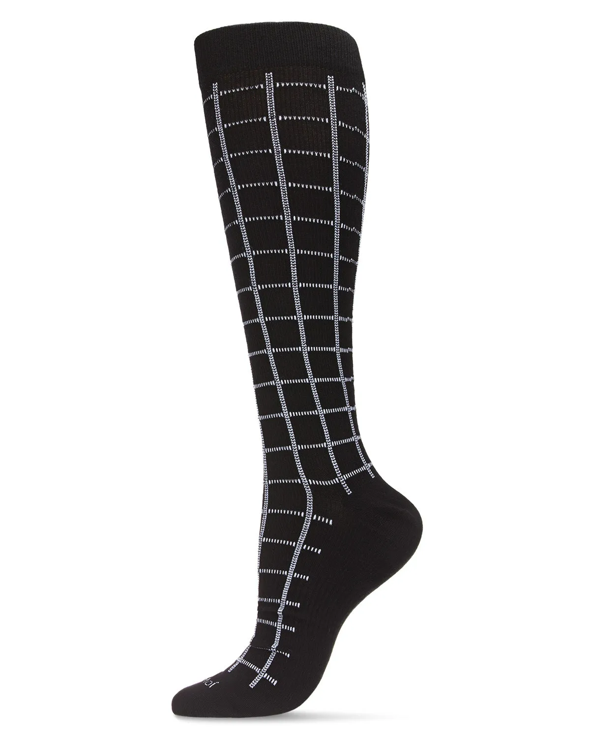 Unisex Window Pane Knee High Cotton Blend 15-20mmHg Graduated Compression Socks sold by MeMoi