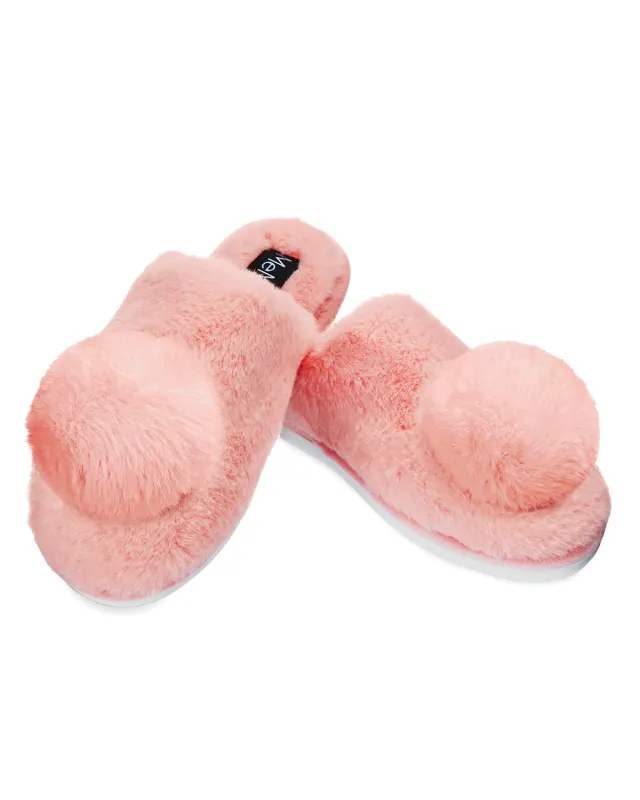 The Gloria Plush Pom-Pom Slippers sold by MeMoi