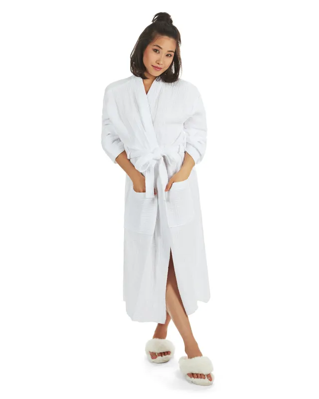 Women's 100% Cotton Woven Gauze Spa-Style Kimono Robe sold by MeMoi