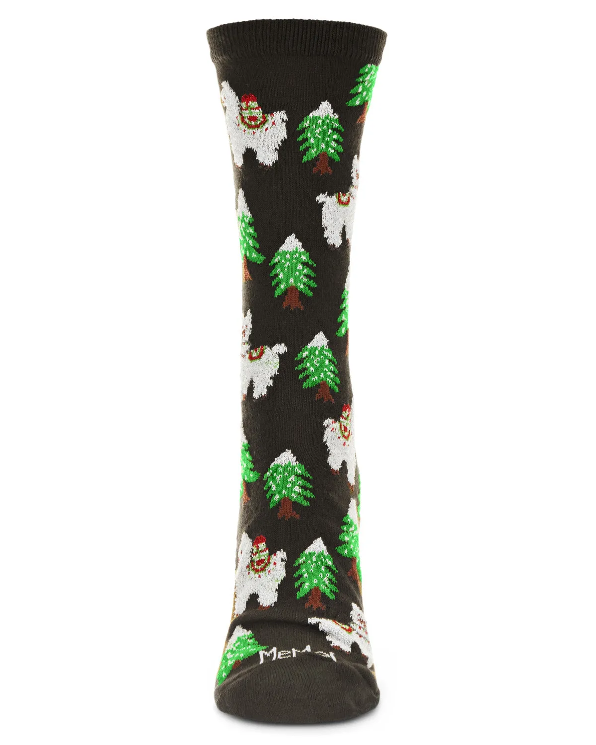 Women's Llama Trees Christmas Crew Socks sold by MeMoi product image thumbnail 4
