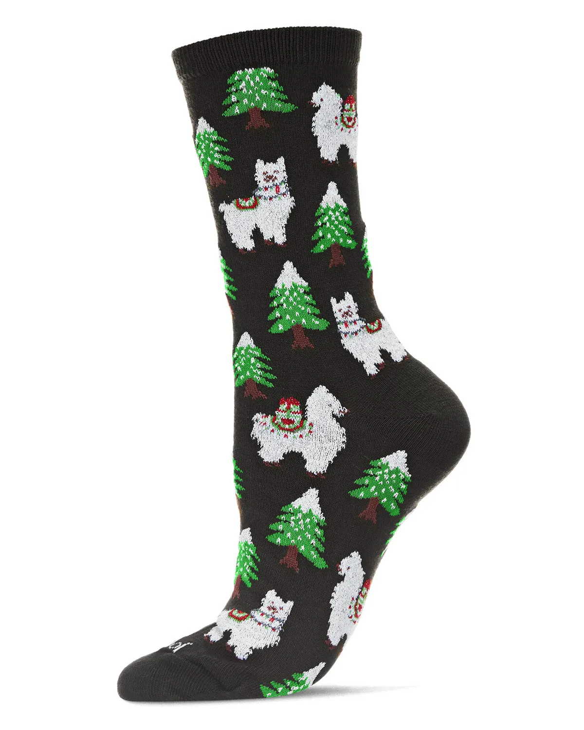 Women's Llama Trees Christmas Crew Socks sold by MeMoi product image thumbnail 2