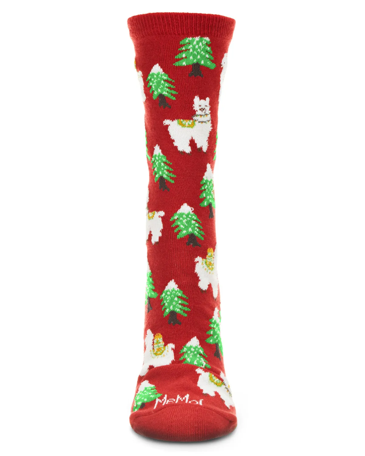 Women's Llama Trees Christmas Crew Socks sold by MeMoi product image thumbnail 3
