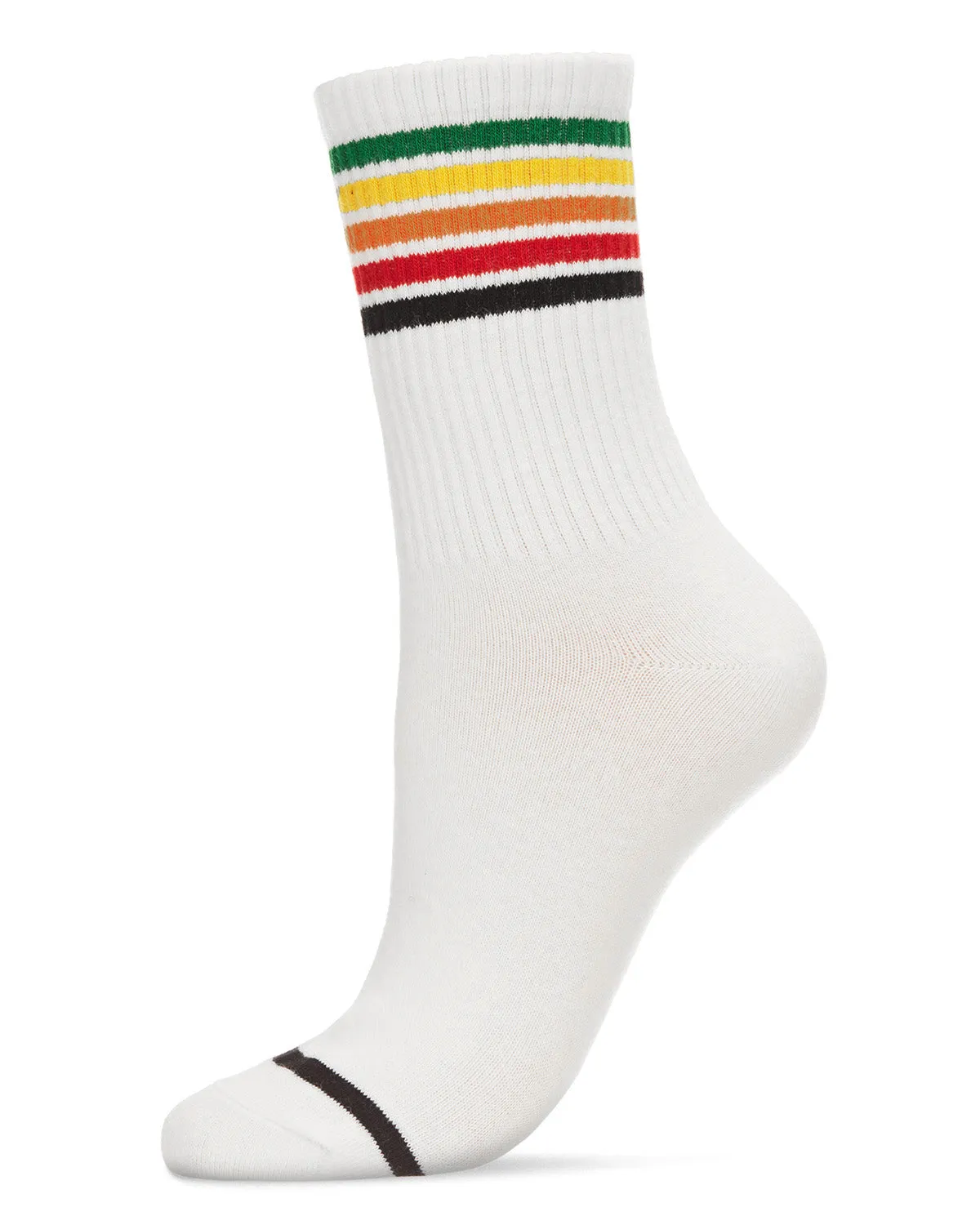 Women's Rainbow Stripe Athletic Cotton Blend Crew Sock sold by MeMoi product image thumbnail 3