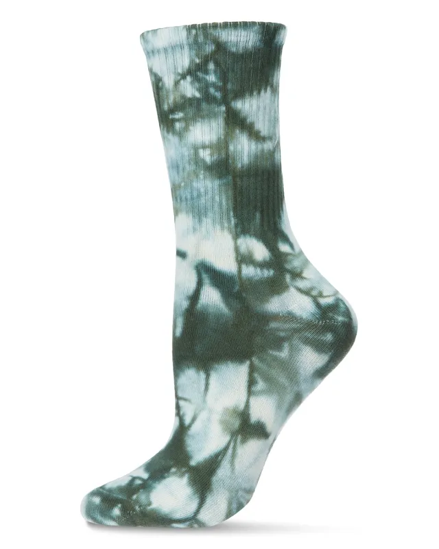 Women's Tie Dye Athletic Rib Cotton Blend Crew Socks sold by MeMoi