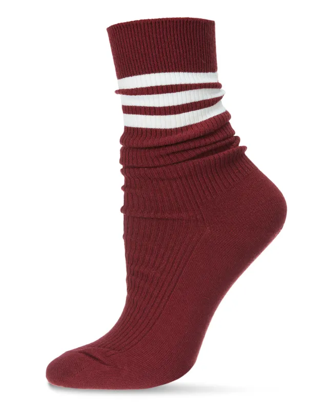 Women's Tri-Ring Cotton Blend Slouch Ribbed Crew Socks sold by MeMoi