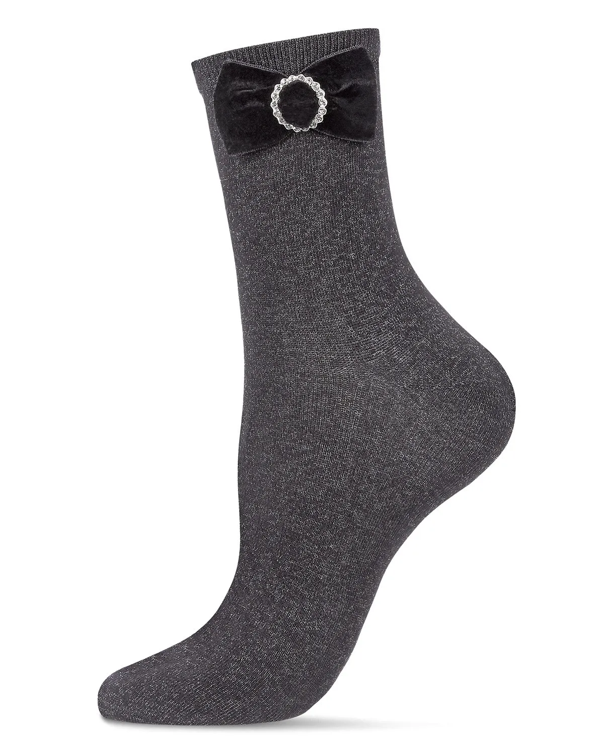 Women's Velvet Bow Metallic Lurex Crew Socks sold by MeMoi