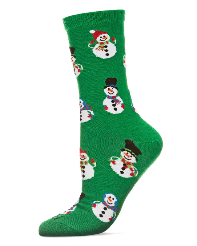 Women's Smiley Snowman Holiday Crew Socks sold by MeMoi
