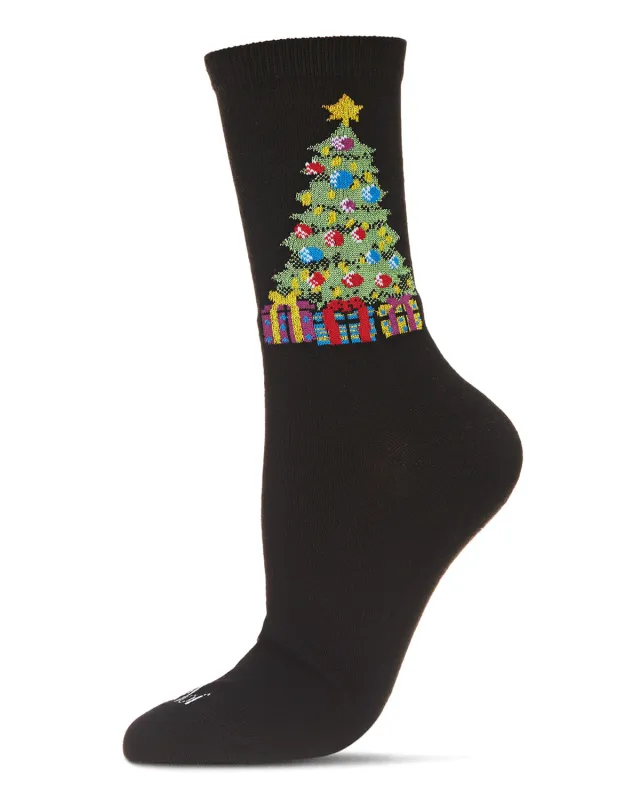 Women's Christmas Tree & Presents Holiday Crew Socks sold by MeMoi