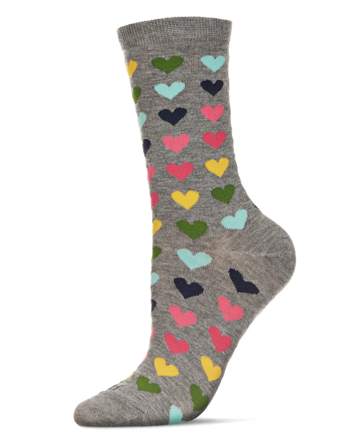 Multicolored Hearts Bamboo Blend Crew Sock sold by MeMoi product image thumbnail 3