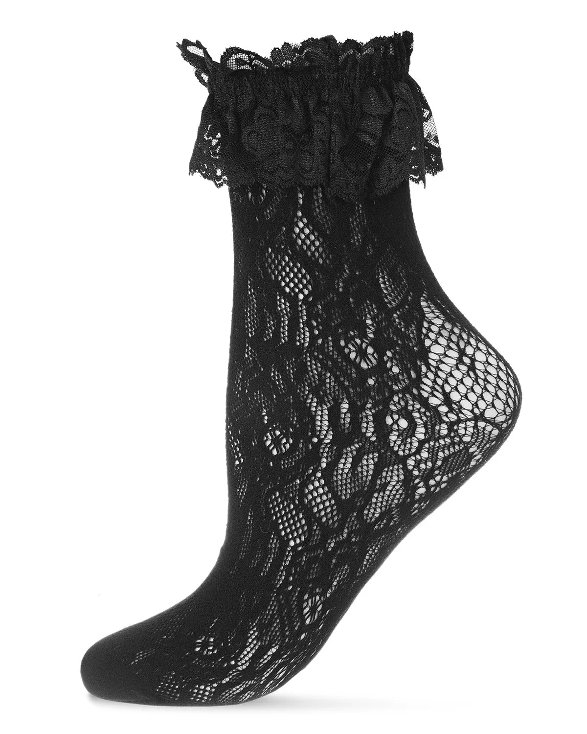 Women's Allover Lace Ruffle Cuff Crew Socks sold by MeMoi