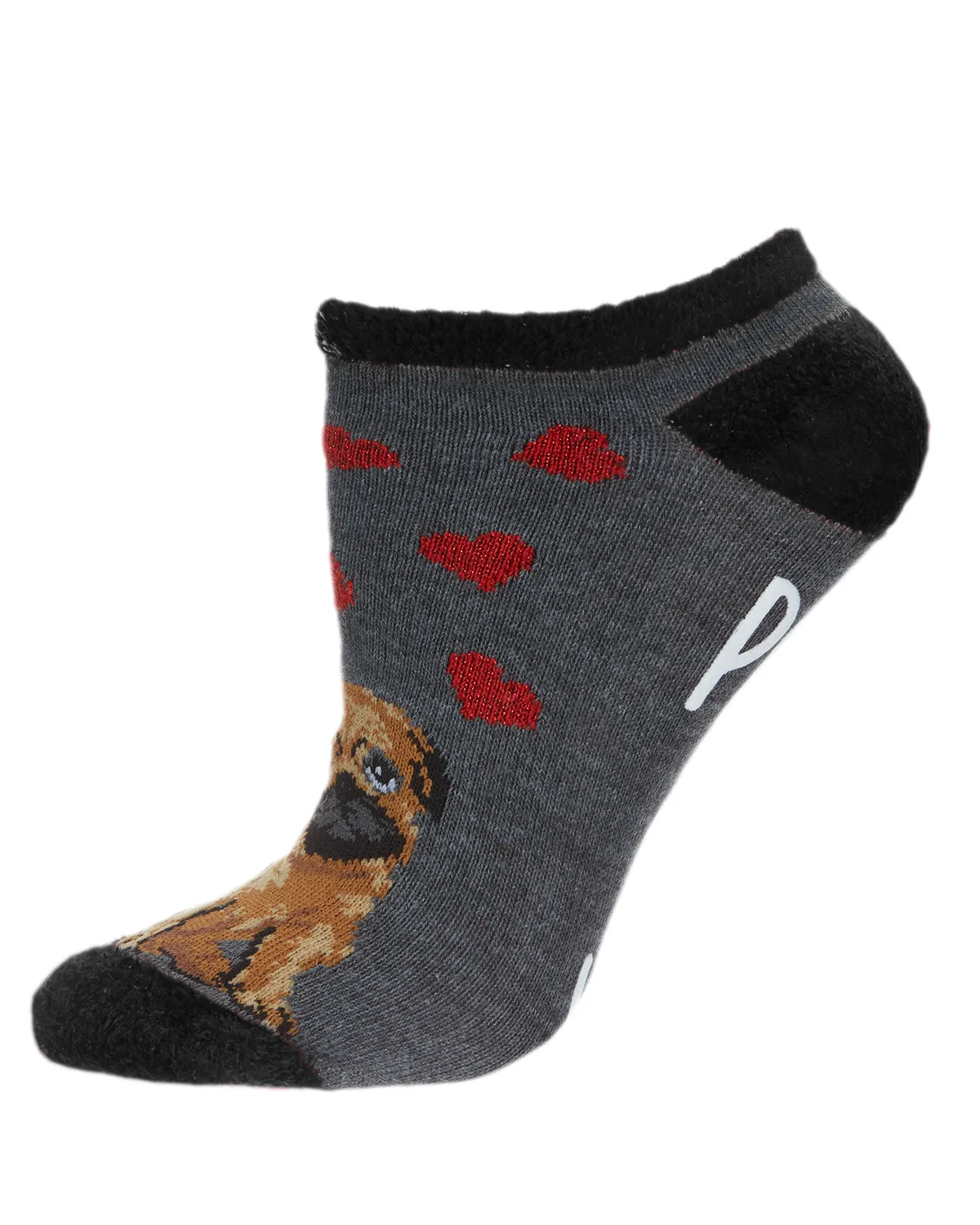 Women's Peace & Love & Pugs Low-Cut Non-Skid Socks sold by MeMoi product image thumbnail 2