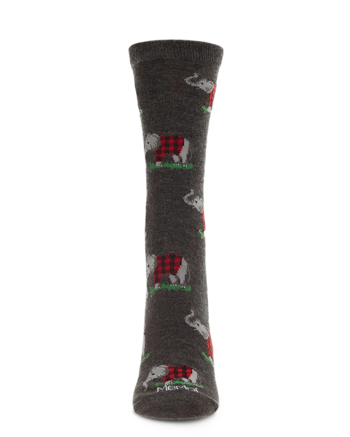 Elephants in Plaid Bamboo Blend Crew Sock sold by MeMoi product image thumbnail 2