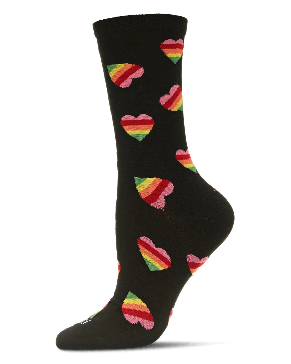 Rainbow Heart Bamboo Blend Crew Sock sold by MeMoi