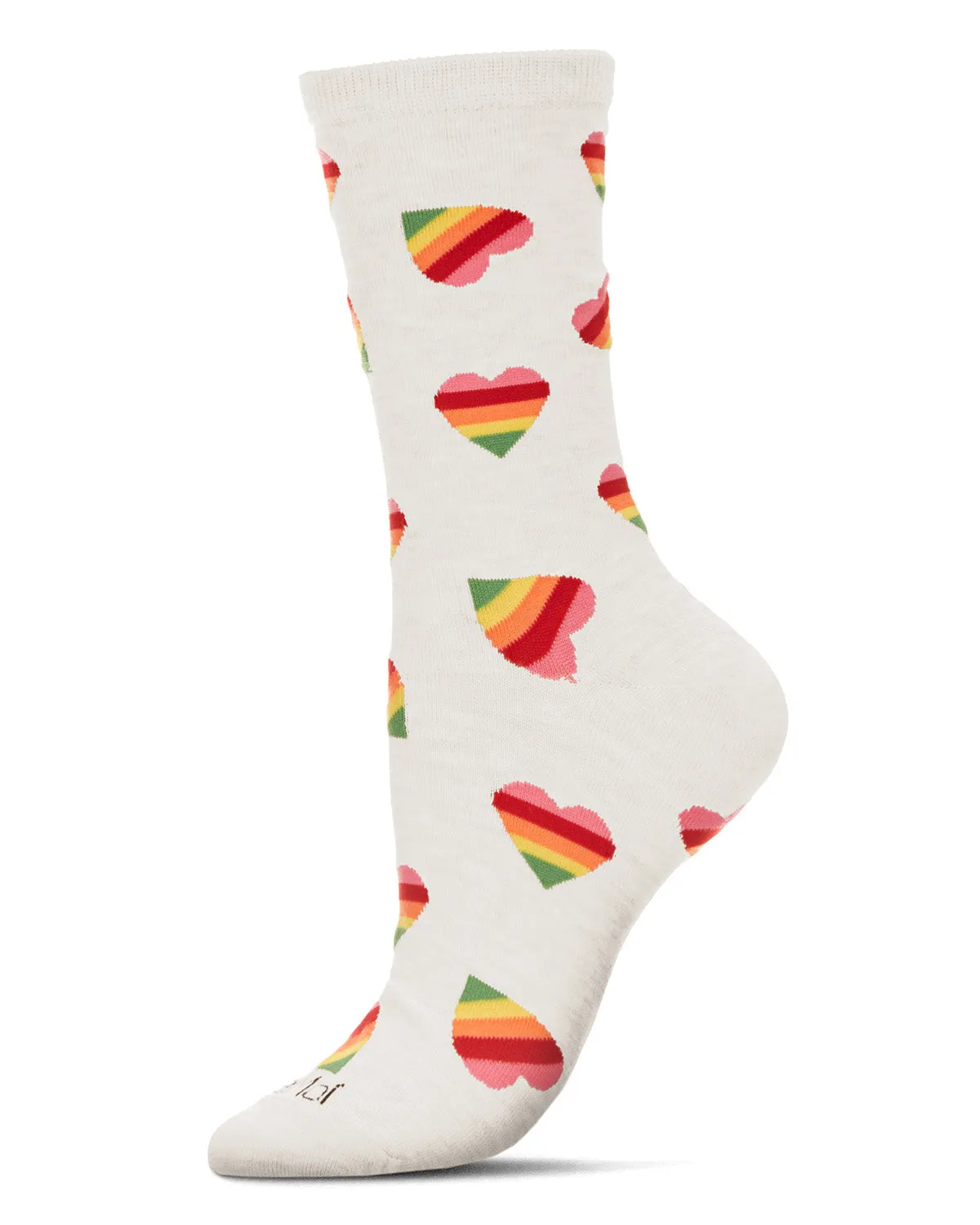 Rainbow Heart Bamboo Blend Crew Sock sold by MeMoi product image thumbnail 2