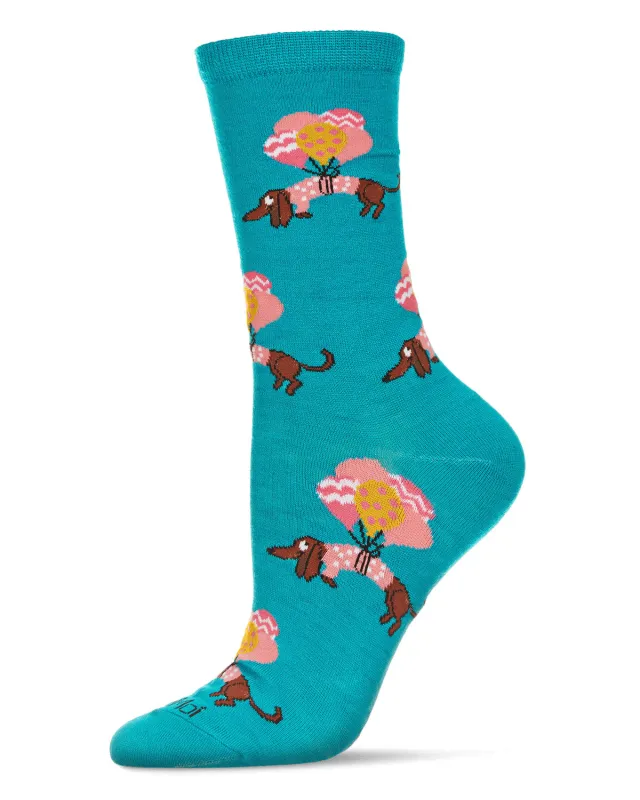 Dachshund Float Bamboo Blend Crew Sock sold by MeMoi