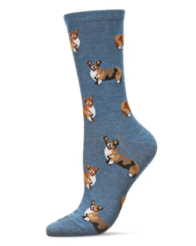 Corgi Cuties Bamboo Blend Crew Sock sold by MeMoi