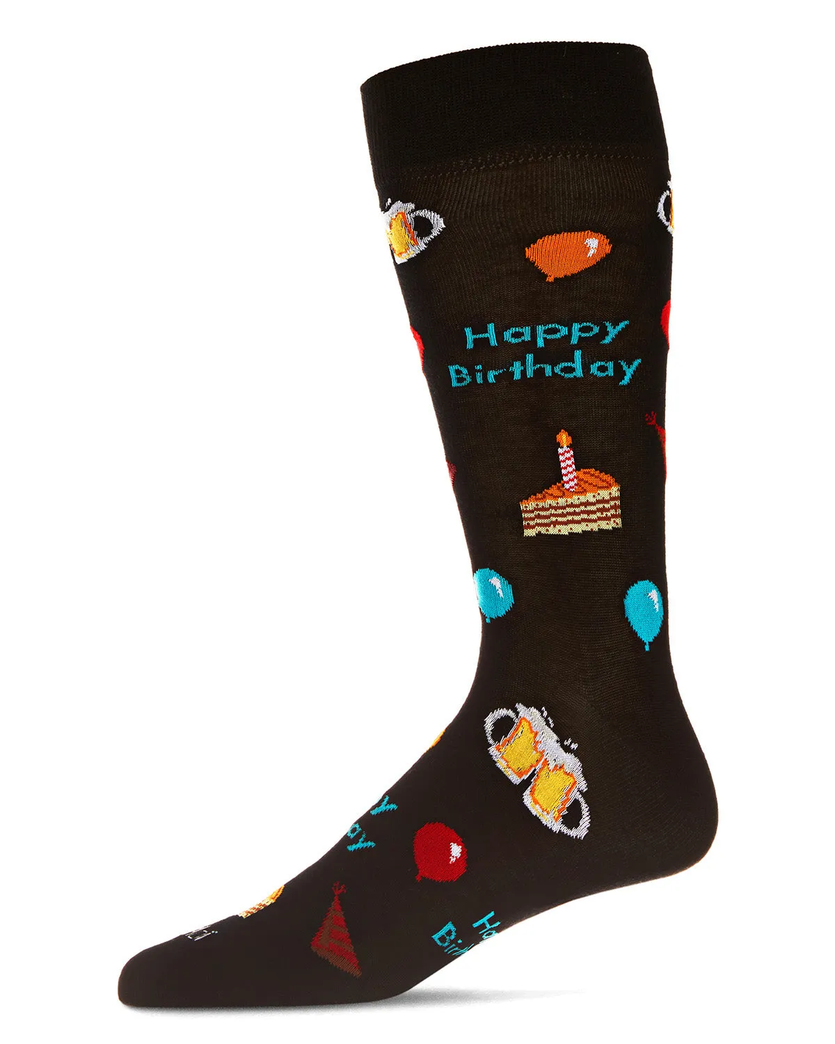 Men's "Happy Birthday" Rayon from Bamboo Blend Novelty Crew Sock sold by MeMoi