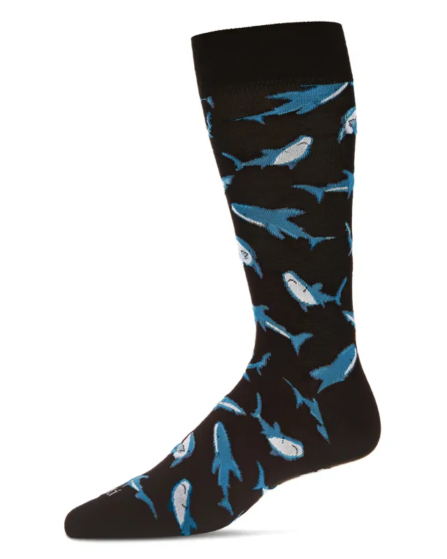 Men's Shark Attack Bamboo Crew Socks sold by MeMoi