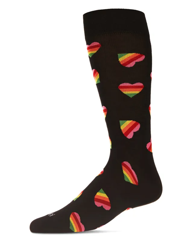 Men's Rainbow Heart Bamboo Blend Novelty Crew Sock sold by MeMoi