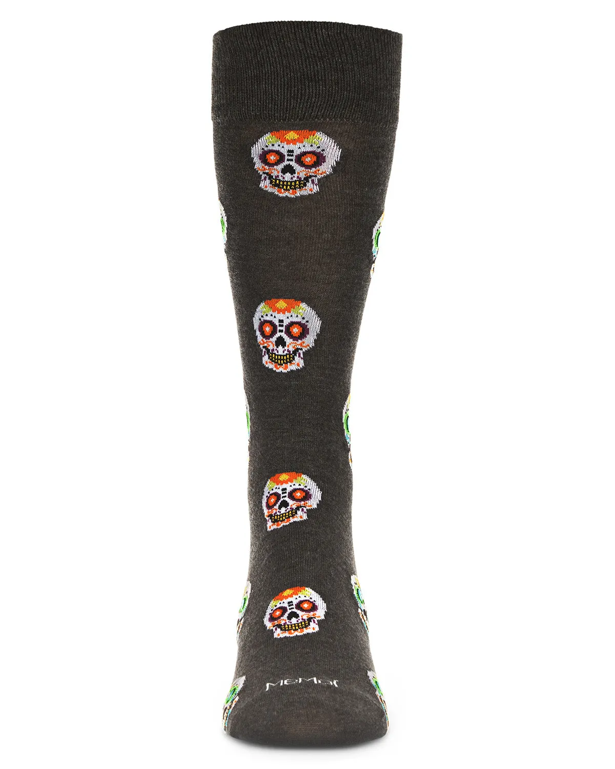 Men's Mustachioed Sugar Skull Bamboo Blend Crew Socks sold by MeMoi product image thumbnail 2