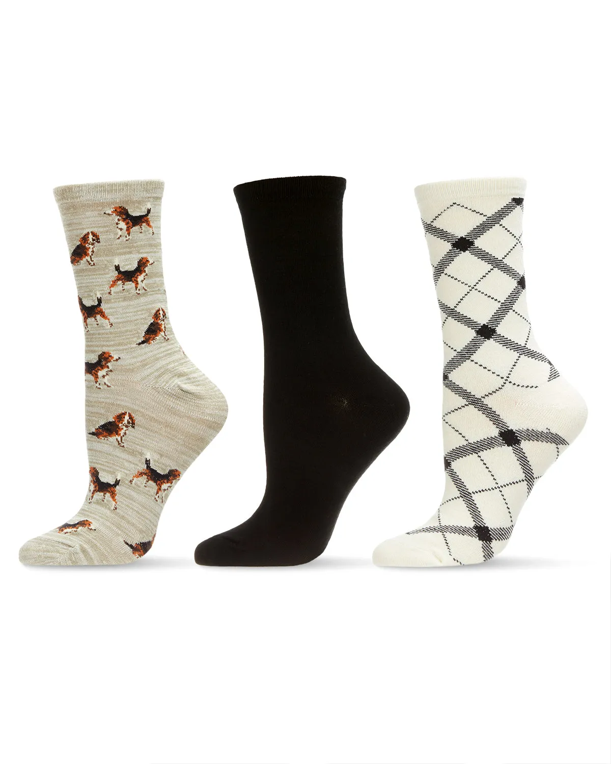 Women's 3 Pair Pack Beagle Bamboo Blend Crew Socks sold by MeMoi product image thumbnail 3